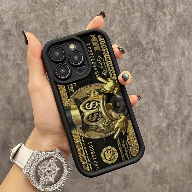 Coque de téléphone souple en TPU avec motif dollar américain pour iPhone 17 Air 16E 16 15 14 13 12 11 Pro Max X XR XS Max 7 8 Plus