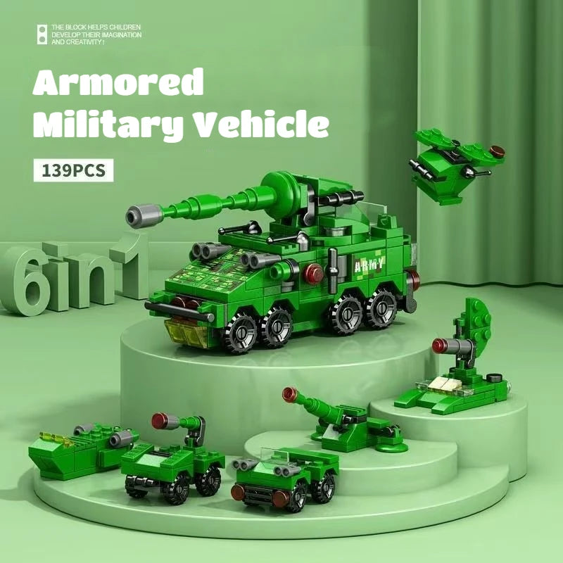 Puzzle Lego compatible avec char militaire, fusée, robot, dinosaure, véhicule blindé, avion de chasse, jouets d'assemblage pour garçons et enfants, cadeaux