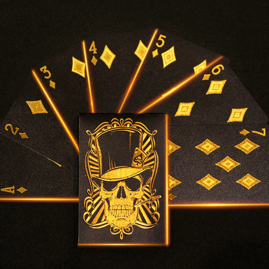 Jeu de cartes à jouer Black Rose/Skull (or/argent) Groupe de cartes Combinaison de poker imperméable Magic Dmagic Package Jeu de société Collection cadeau