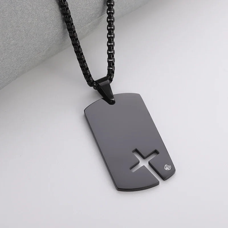 Collier pendentif croix de Saint Benoît Jésus pour hommes et femmes, amulette religieuse chrétienne catholique en acier inoxydable
