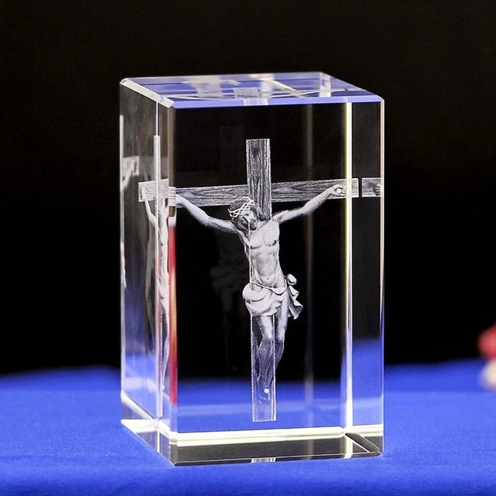 Types de portraits de Jésus catholique chrétien en cristal, ornements créatifs en croix sculptée en 3D, accessoires de décoration pour la maison, décor moderne