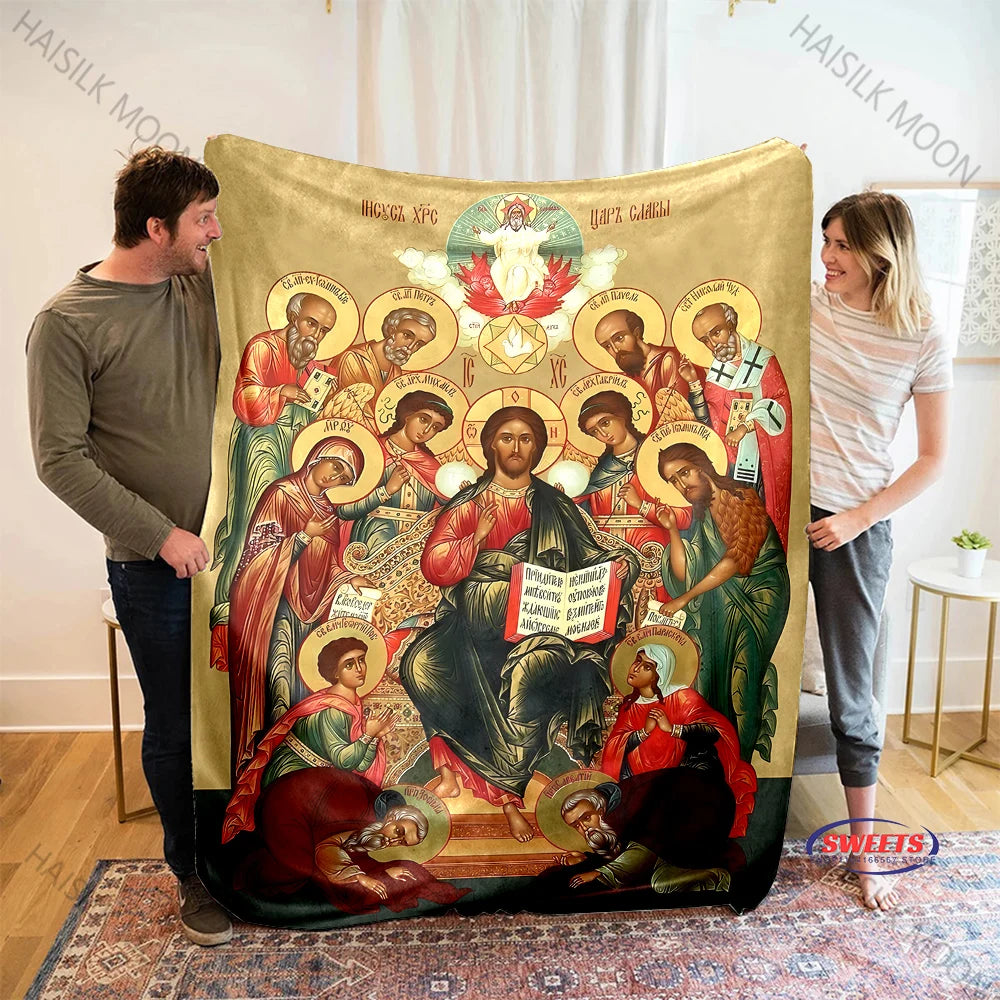 Couverture Jésus et les douze apôtres, cadeaux spirituels pour femmes, maman, fête des mères, catholique, foi, Dieu, guérison, prière