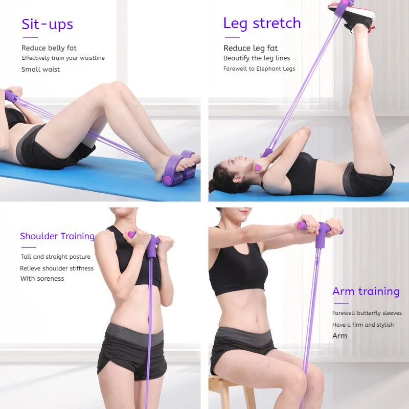 Bande de résistance multifonction à 6 tubes, corde de tension, bandes de fitness, pédale de yoga élastique à 6 tubes pour exercices sportifs en salle de sport