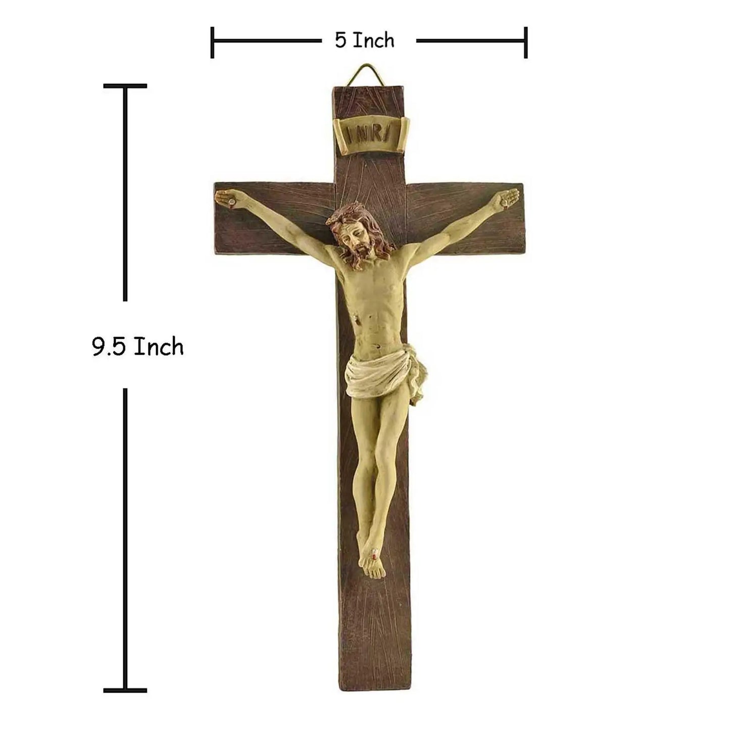 Croix murale ressuscitée Crucifix Jésus Figurines pour la maison Sculpture Décoration d'intérieur, Jaune
