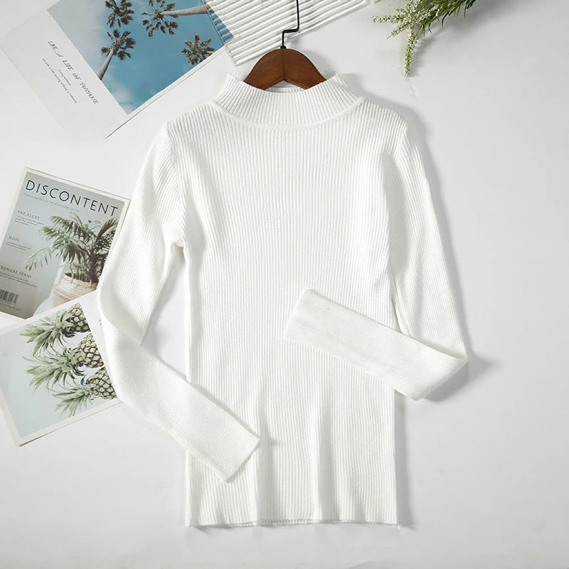 Pull col roulé en cachemire pour femme, tricoté, doux et basique, style décontracté, idéal pour l'automne et l'hiver