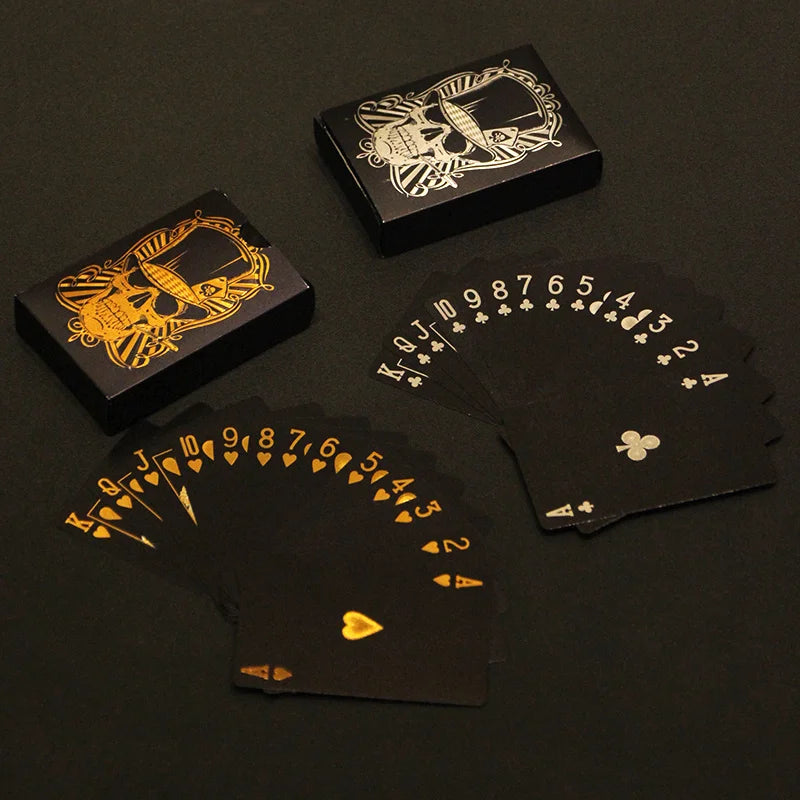 Jeu de cartes à jouer Black Rose/Skull (or/argent) Groupe de cartes Combinaison de poker imperméable Magic Dmagic Package Jeu de société Collection cadeau