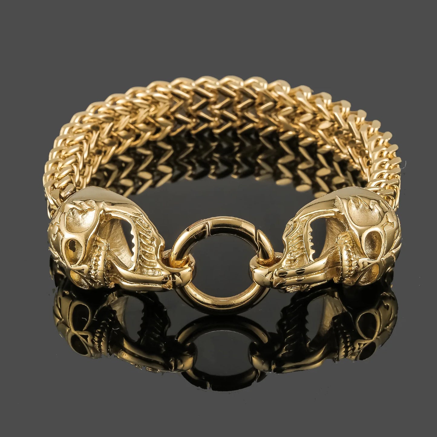 Bracelet inoxydable avec tête de mort pour homme, bijou gothique à breloques, idéal comme cadeau