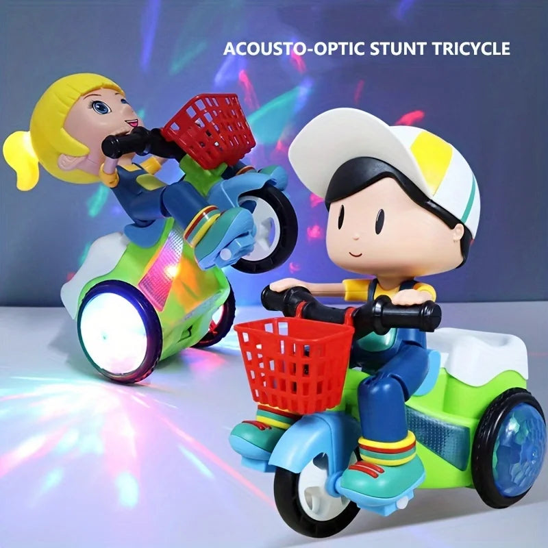 Robots jouets pour enfants, voitures de cascade rotatives, tricycles électriques dansants, motos pour enfants, jouets de dessin animé, jouets interactifs avec musique et lumière