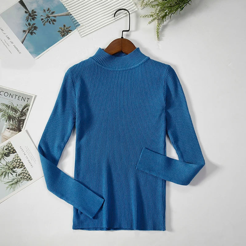 Pull col roulé en cachemire pour femme, tricoté, doux et basique, style décontracté, idéal pour l'automne et l'hiver