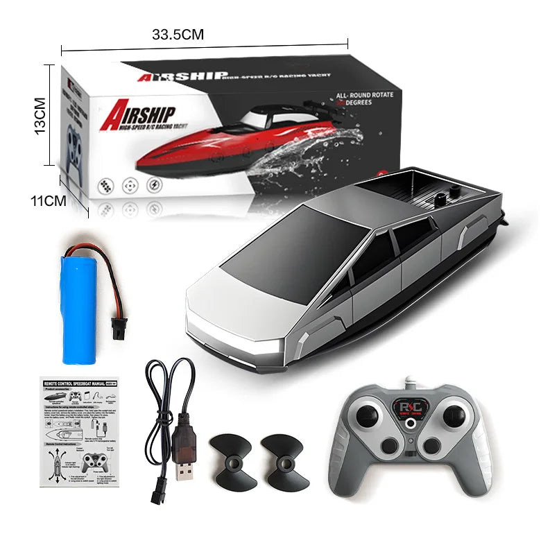 Bateau télécommandé transfrontalier, jouet électrique, chargement, bateau télécommandé 2,4 G, double spirale, pulpe, eau à grande vitesse, télécommande