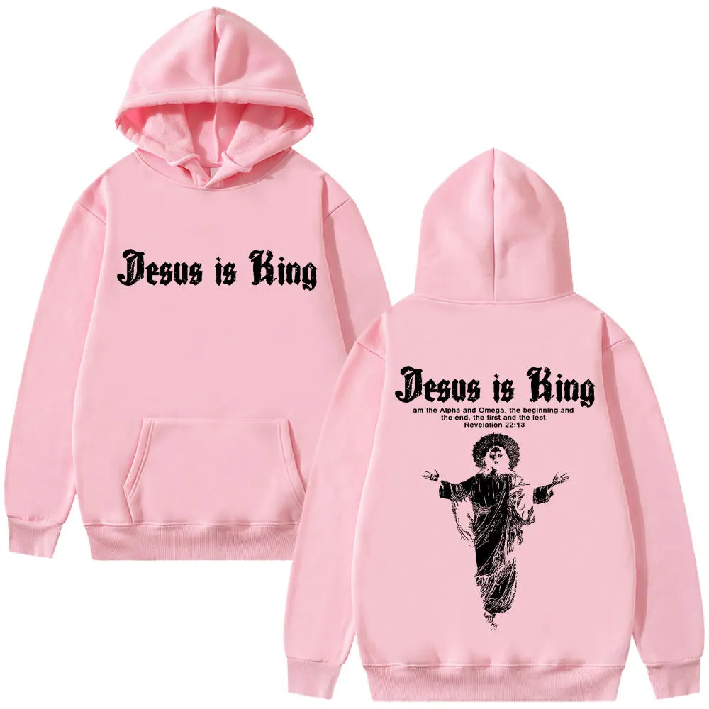 Sweat à capuche graphique Jésus est roi Vêtements religieux chrétiens Hommes Femmes Mode Gothique Rock Sweat-shirt Hip Hop Surdimensionné Streetwear