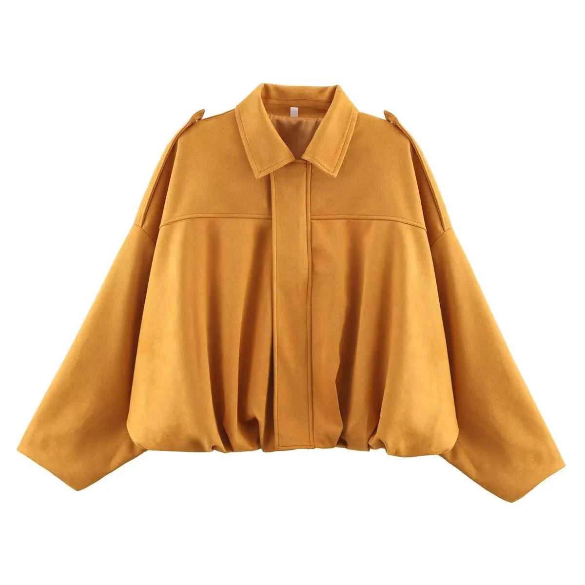 TFMLN Femmes Daim Bomber Veste Printemps Nouvelle Mode Manches Longues Fermeture Éclair Oversize Solide Bomber Manteau Chic Dame 2025 Streetwear