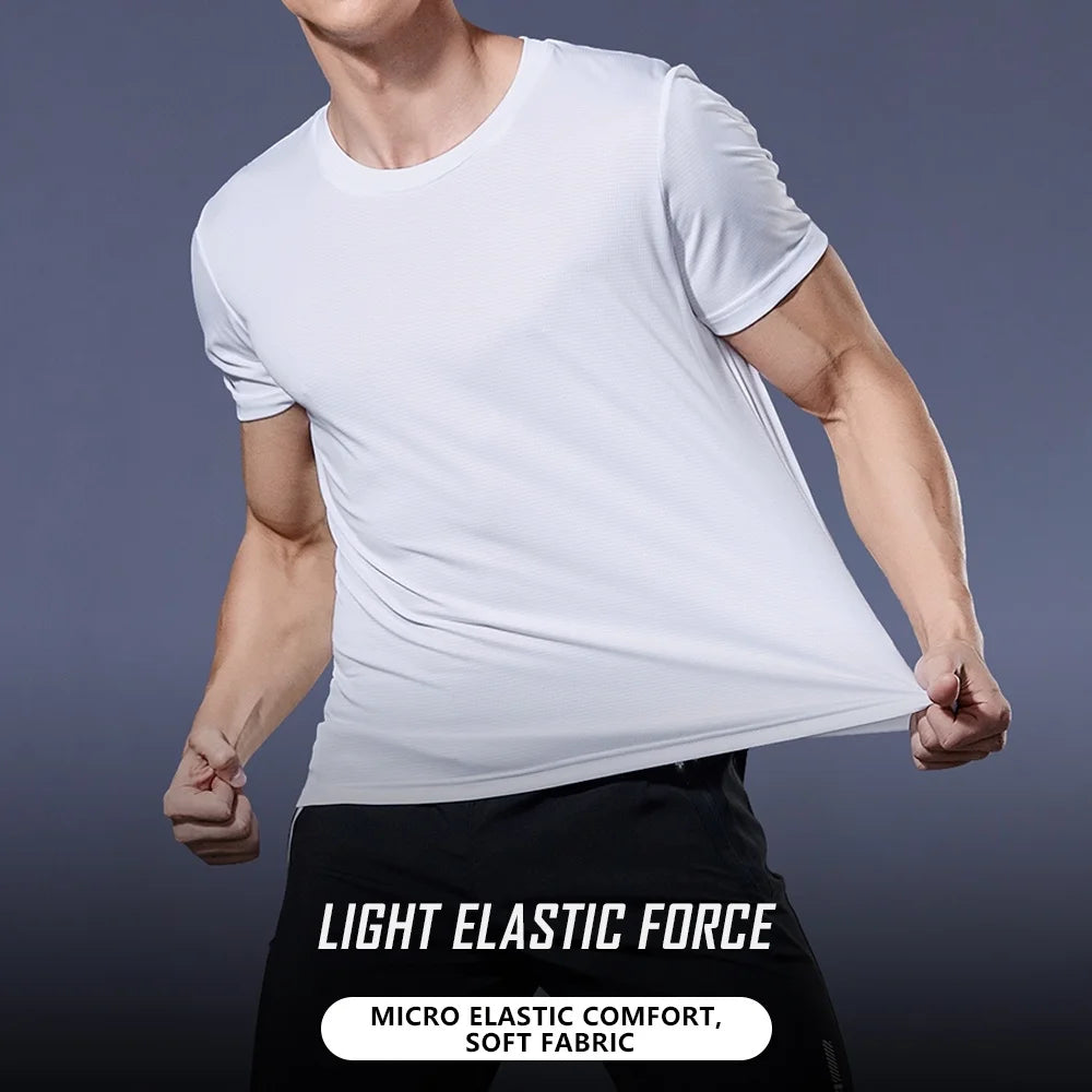 T-shirt à manches courtes et col rond pour homme, séchage rapide, léger, évacuant l'humidité, idéal pour la gym, la course à pied, l'entraînement et le sport