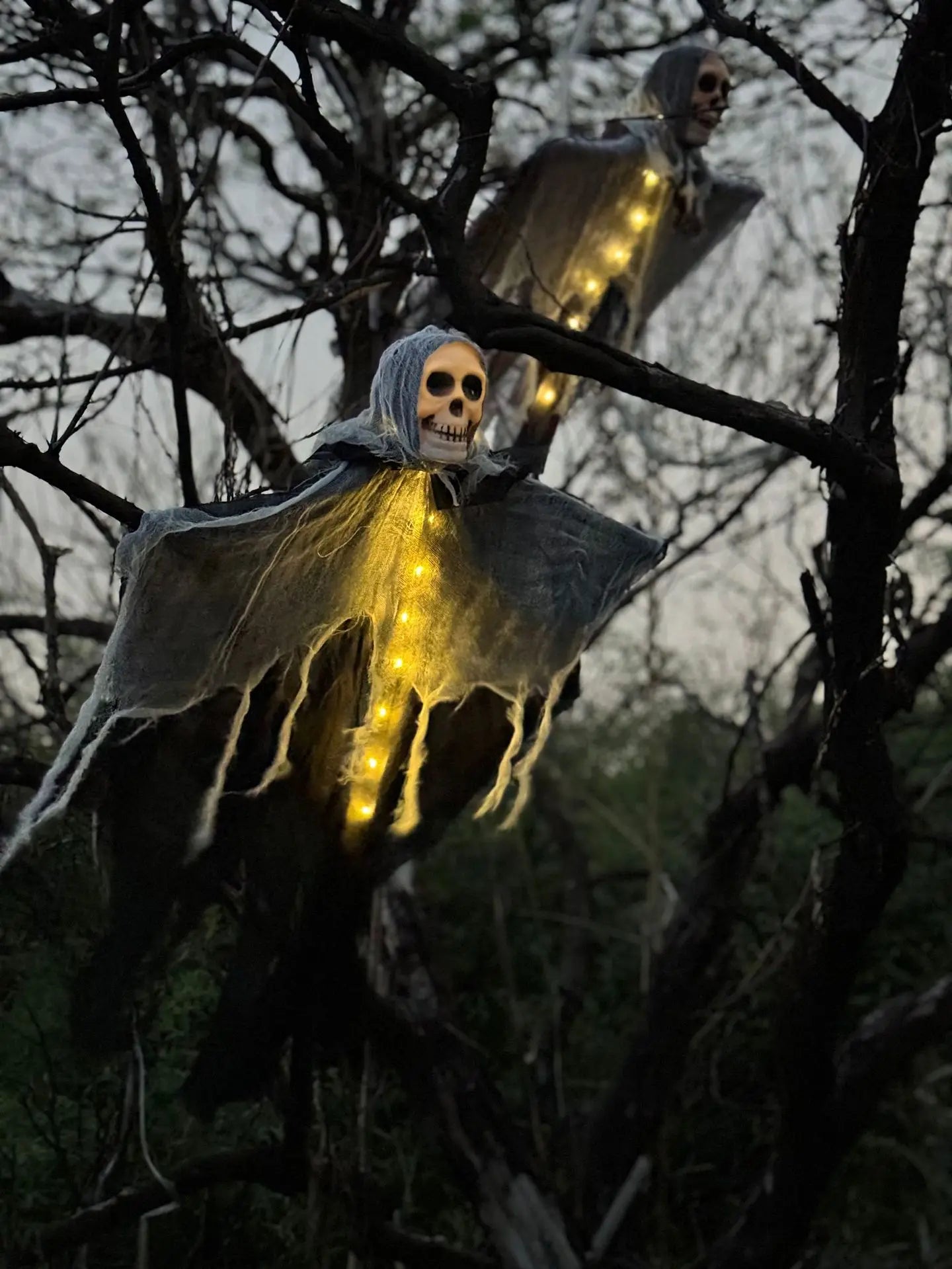 1 pièce de décoration fantôme squelette d'Halloween avec LED, guirlande lumineuse LED pour décoration d'Halloween, pour une utilisation en extérieur dans les jardins