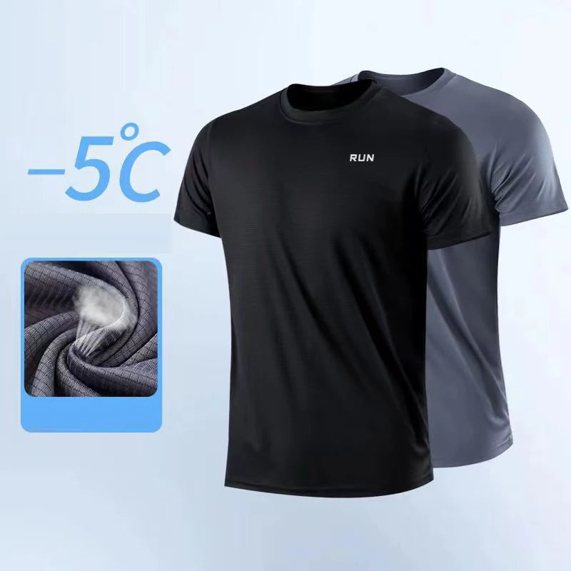 T-shirt à manches courtes et col rond pour homme, séchage rapide, léger, évacuant l'humidité, idéal pour la gym, la course à pied, l'entraînement et le sport