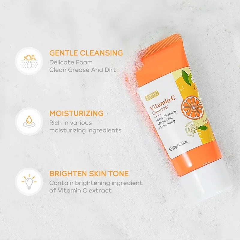 Nettoyant visage à la vitamine C Nettoyage en profondeur de la peau Hydratant Élimination des points noirs Soins de la peau Nettoyant visage Mousse nettoyante pour le visage Soins de la peau