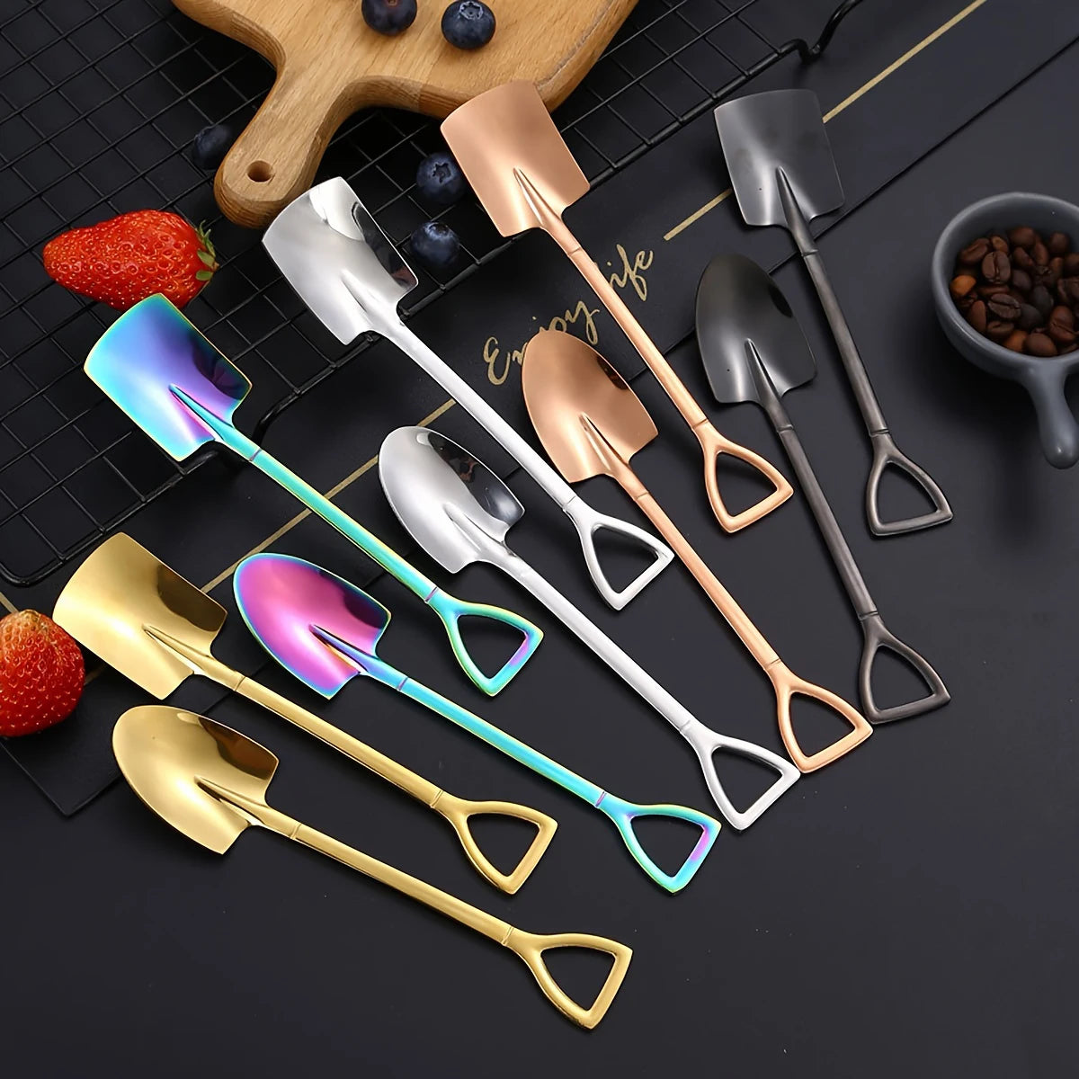 Lot de 10 cuillères à café en acier inoxydable pour fruits, glaces, desserts, accessoires de cuisine, mariage, Noël