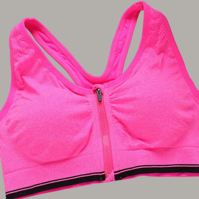 Soutien-gorge de sport à fermeture éclair sur le devant, gilet de fitness, de course à pied, respirant, absorbant les chocs, pour femmes, soutien-gorge push-up, tailles S à 4XL