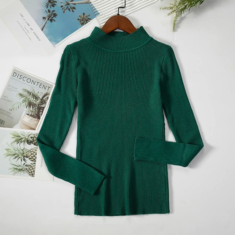 Pull col roulé en cachemire pour femme, tricoté, doux et basique, style décontracté, idéal pour l'automne et l'hiver