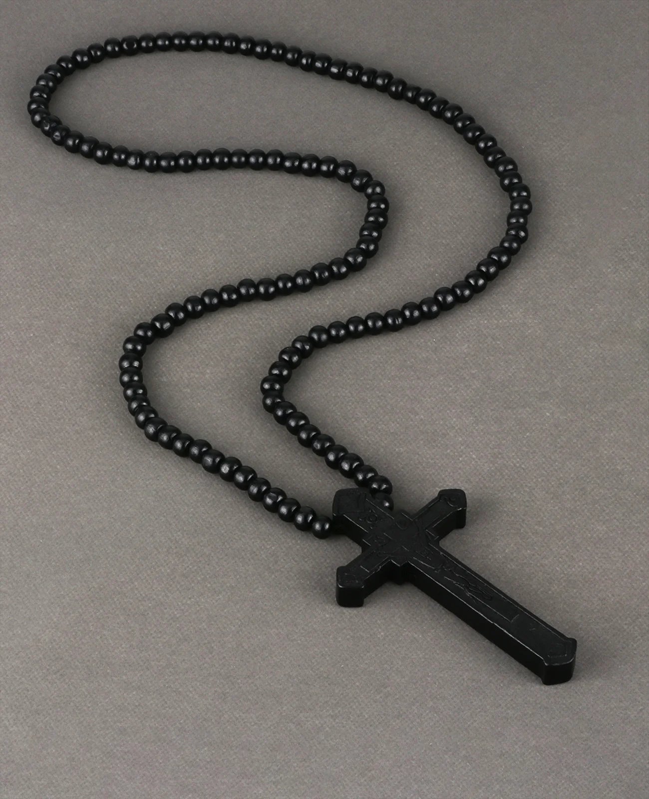 Collier chapelet catholique avec chaîne perlée et pendentif crucifix en bois, croix de Jésus-Christ, collier de prière, bijoux suspendus faits à la main