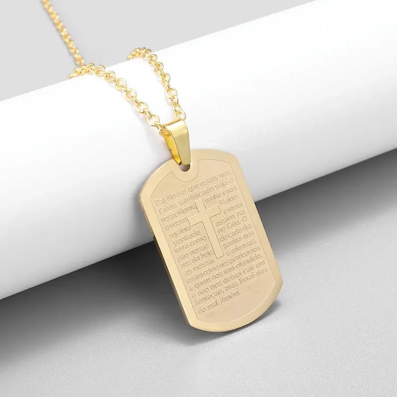 Collier pendentif croix de Saint Benoît Jésus pour hommes et femmes, amulette religieuse chrétienne catholique en acier inoxydable