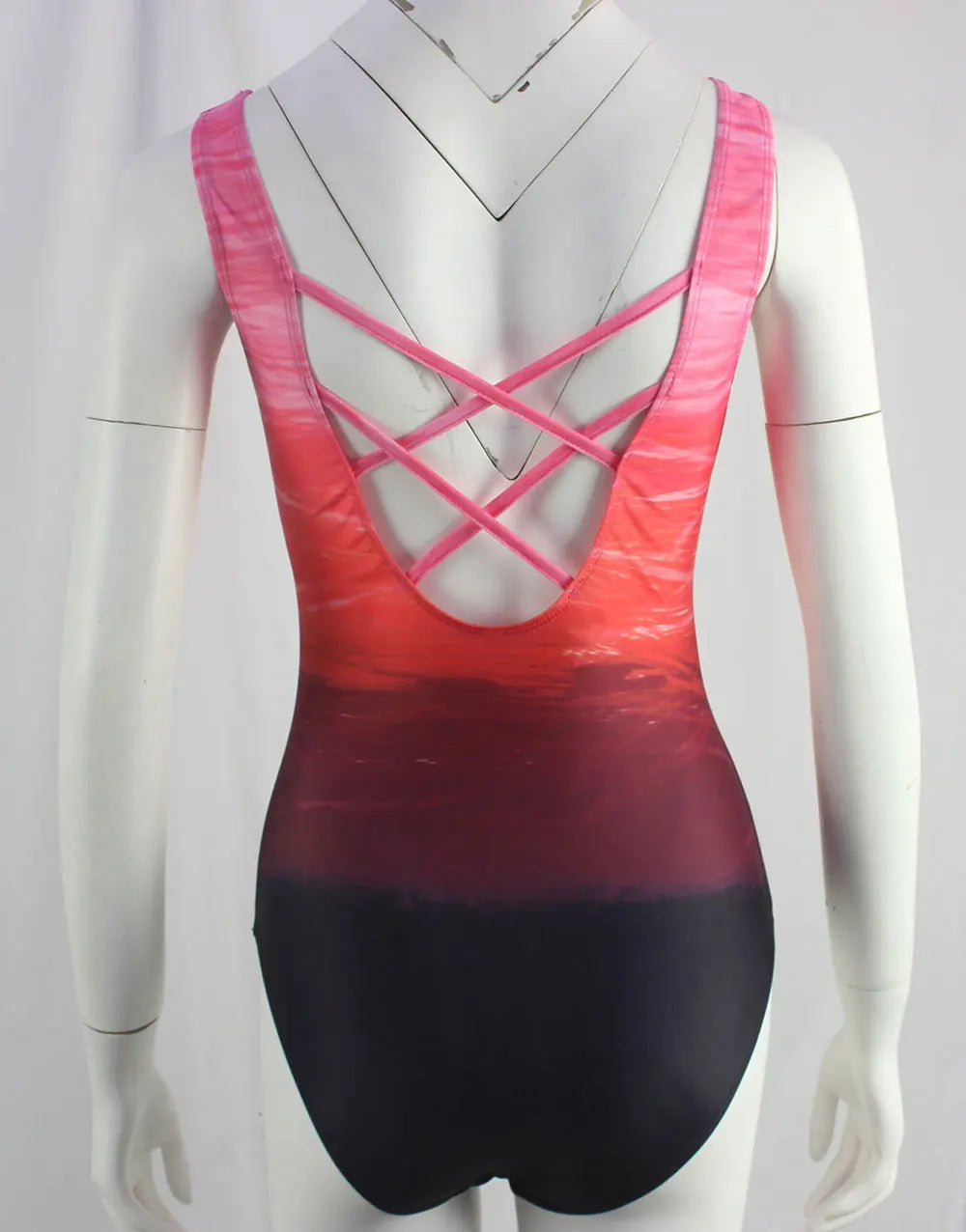 Maillot de bain une pièce dos nu sexy pour femme, imprimé dégradé, accessoires de natation, tailles S à 2XL