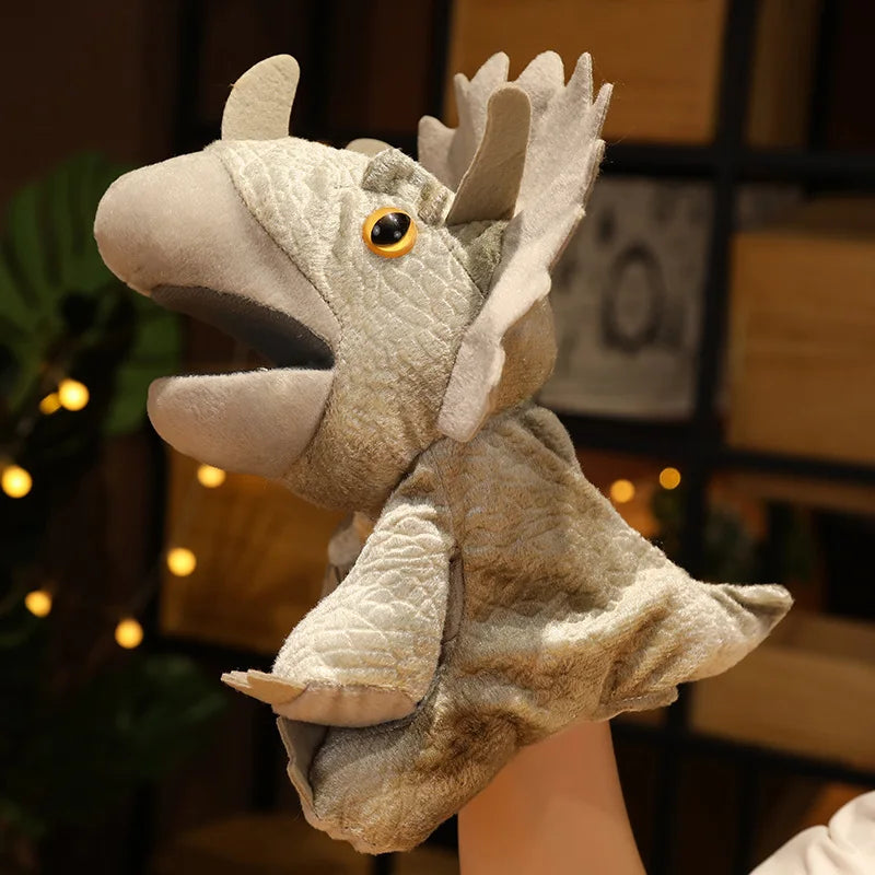 Marionnette à main en peluche dinosaure réaliste Triceratop Tyrannosaurus Rex pour enfants et adultes