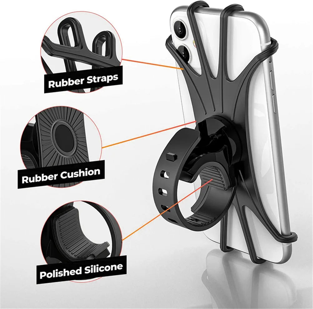 Support de téléphone rotatif à 360° pour vélo et moto, en silicone, compatible avec iPhone 11, Xiaomi 10, Huawei P40