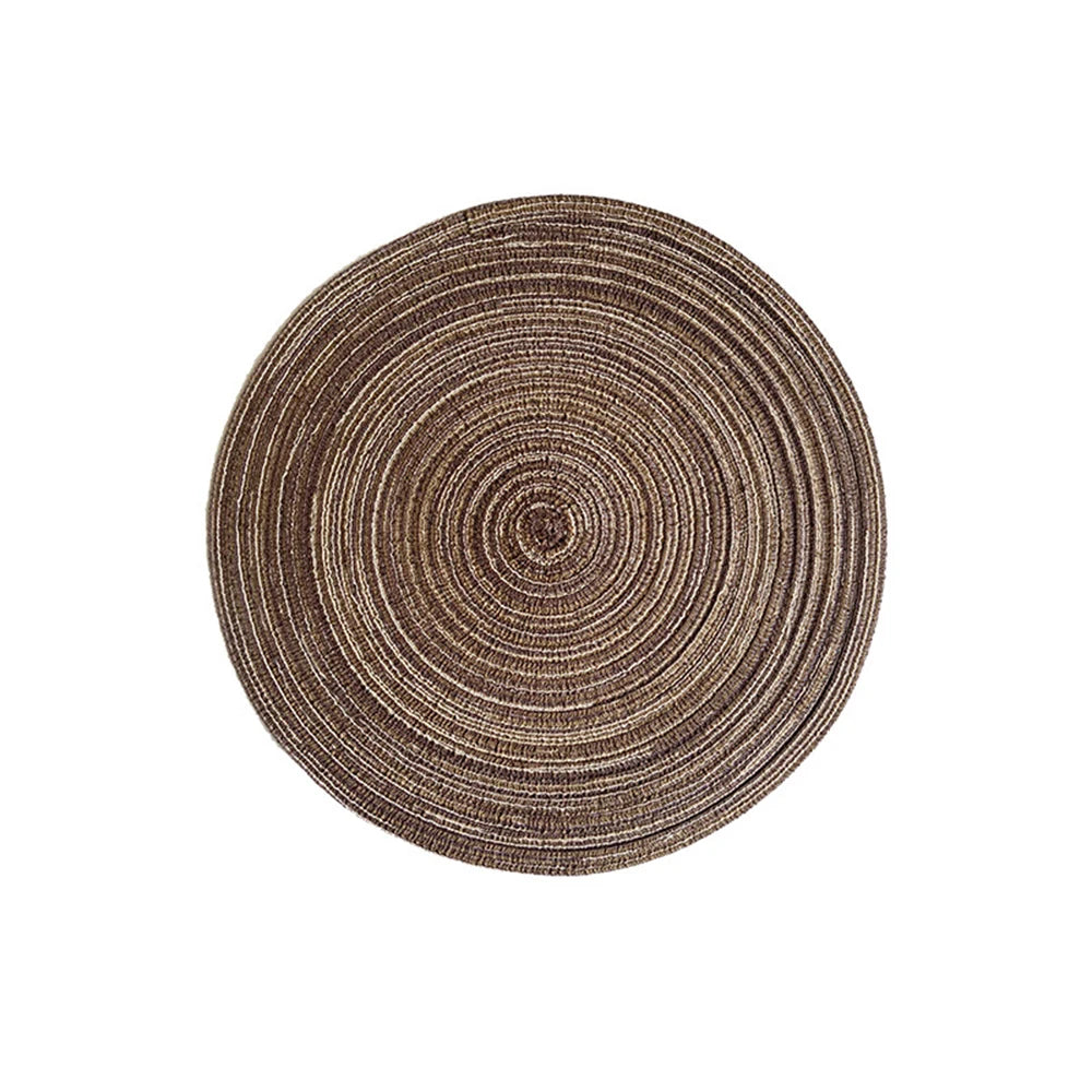 Lot de 6 sets de table ronds en ramie tissée, antidérapants, pour table à manger, pour la cuisine, les boissons et les bols