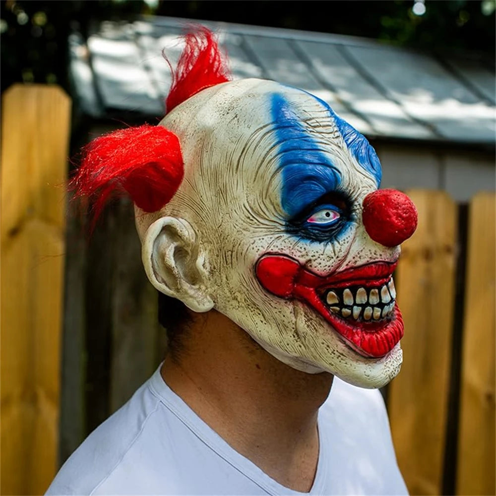 Masque de clown amusant pour Halloween, déguisement d'horreur, masque en latex, masque de farce, parc d'attractions, maison hantée, cosplay