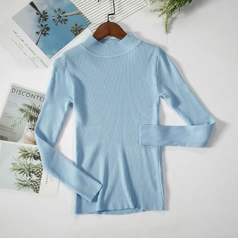 Pull col roulé en cachemire pour femme, tricoté, doux et basique, style décontracté, idéal pour l'automne et l'hiver