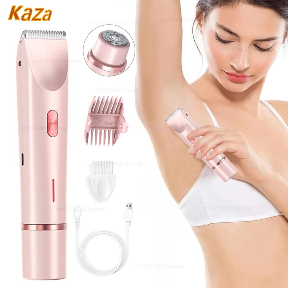 Rasoir électrique pour femme, double tête, double usage, épilateur pour le corps, les jambes, les aisselles et le maillot. Tondeuse électrique pour le rasage et l'épilation.