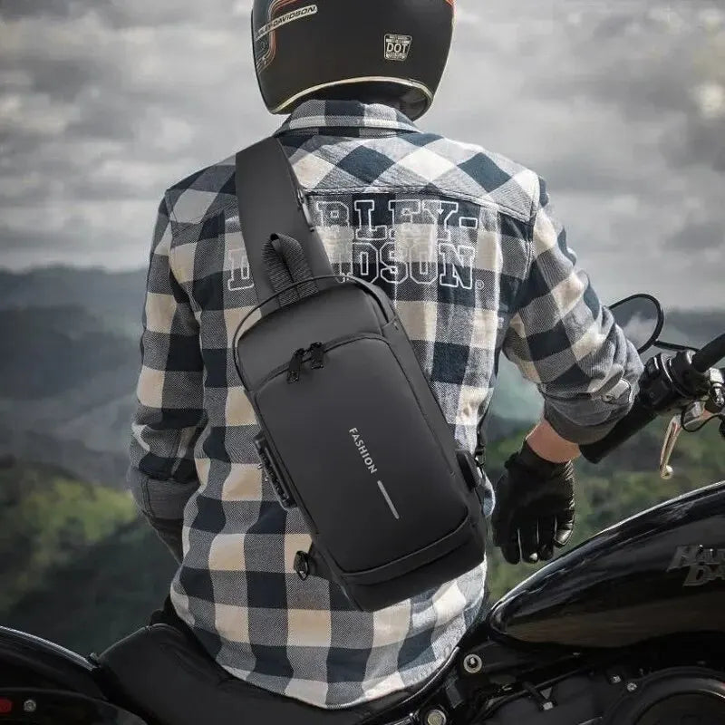 Sac bandoulière homme de marque, en cuir PU, style classique antivol, multifonctionnel.