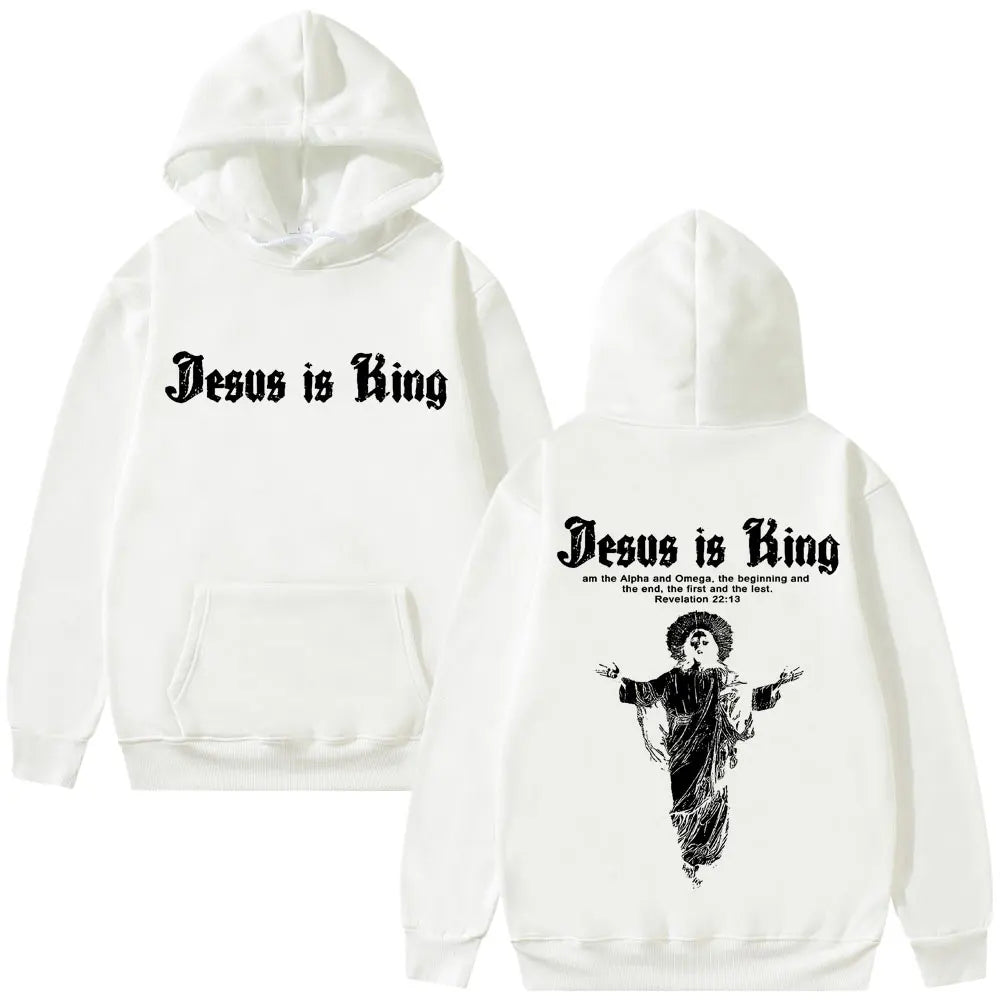 Sweat à capuche graphique Jésus est roi Vêtements religieux chrétiens Hommes Femmes Mode Gothique Rock Sweat-shirt Hip Hop Surdimensionné Streetwear
