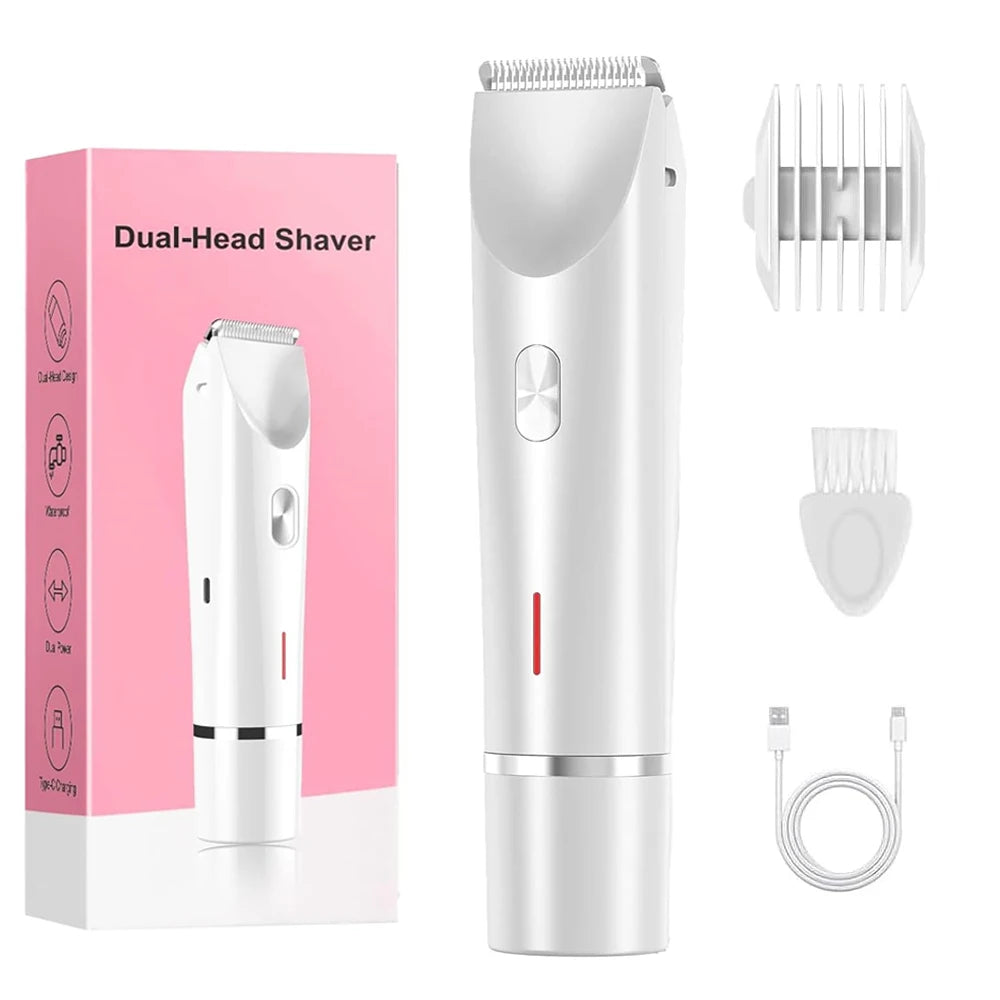 Rasoir électrique pour femme, double tête, double usage, épilateur pour le corps, les jambes, les aisselles et le maillot. Tondeuse électrique pour le rasage et l'épilation.