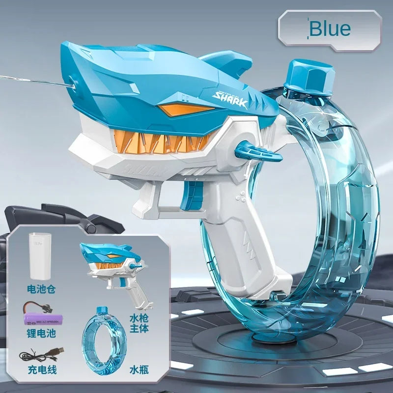 Jouet de jeu aquatique d'été, pistolet à eau à tir continu entièrement automatique, pistolet à eau électrique Shark, pistolet à eau de grande capacité