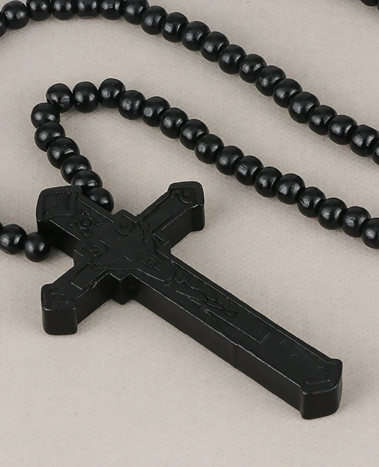 Collier chapelet catholique avec chaîne perlée et pendentif crucifix en bois, croix de Jésus-Christ, collier de prière, bijoux suspendus faits à la main