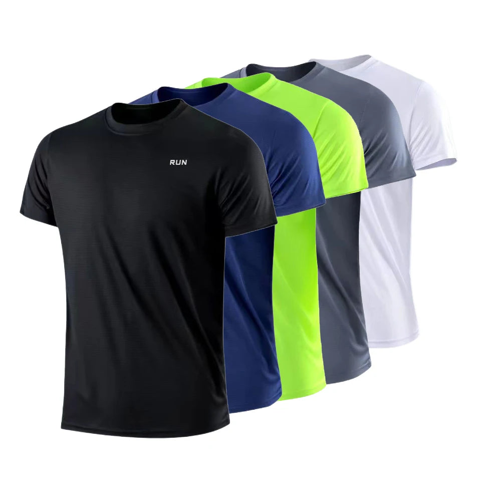 T-shirt à manches courtes et col rond pour homme, séchage rapide, léger, évacuant l'humidité, idéal pour la gym, la course à pied, l'entraînement et le sport
