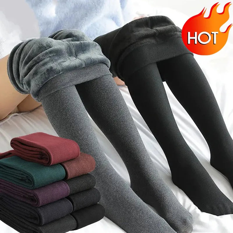 Nouveaux leggings thermiques épais d'hiver pour femmes, collants épais et extensibles en polaire, velours et laine, collants amincissants taille haute