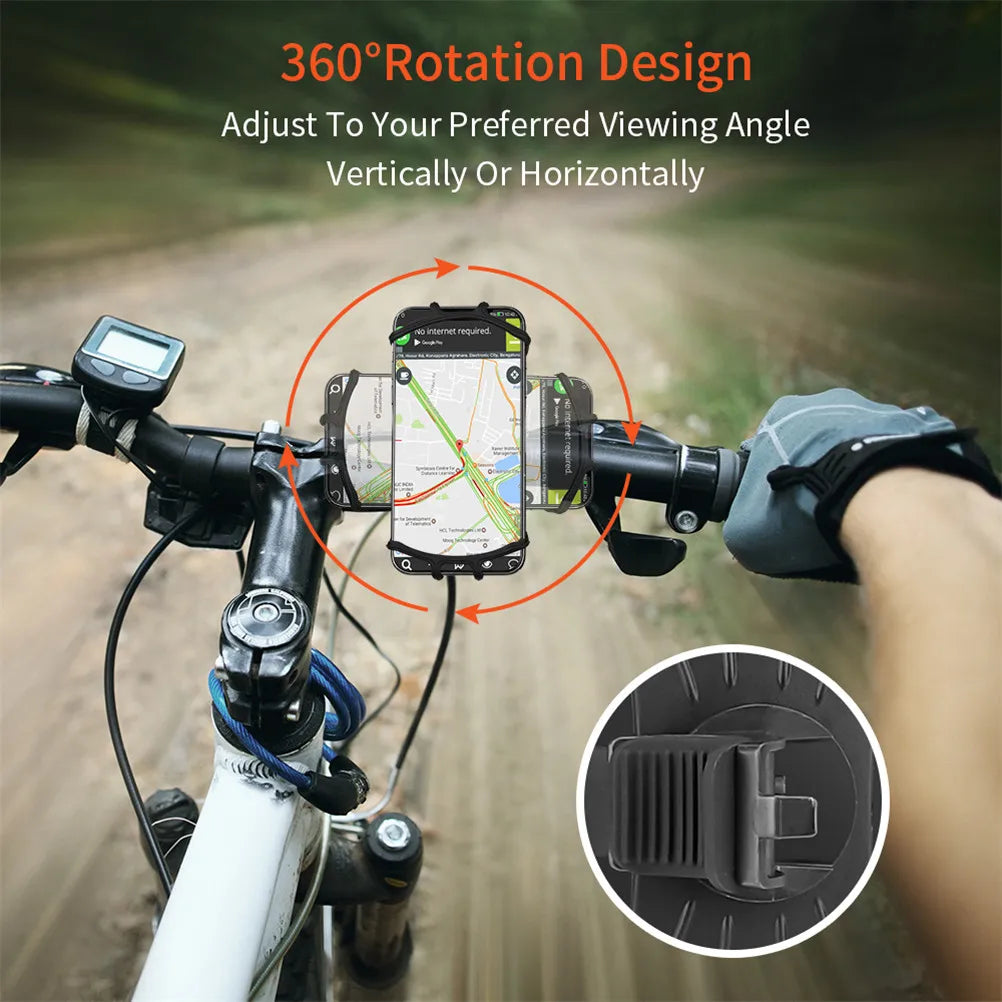 Support de téléphone rotatif à 360° pour vélo et moto, en silicone, compatible avec iPhone 11, Xiaomi 10, Huawei P40