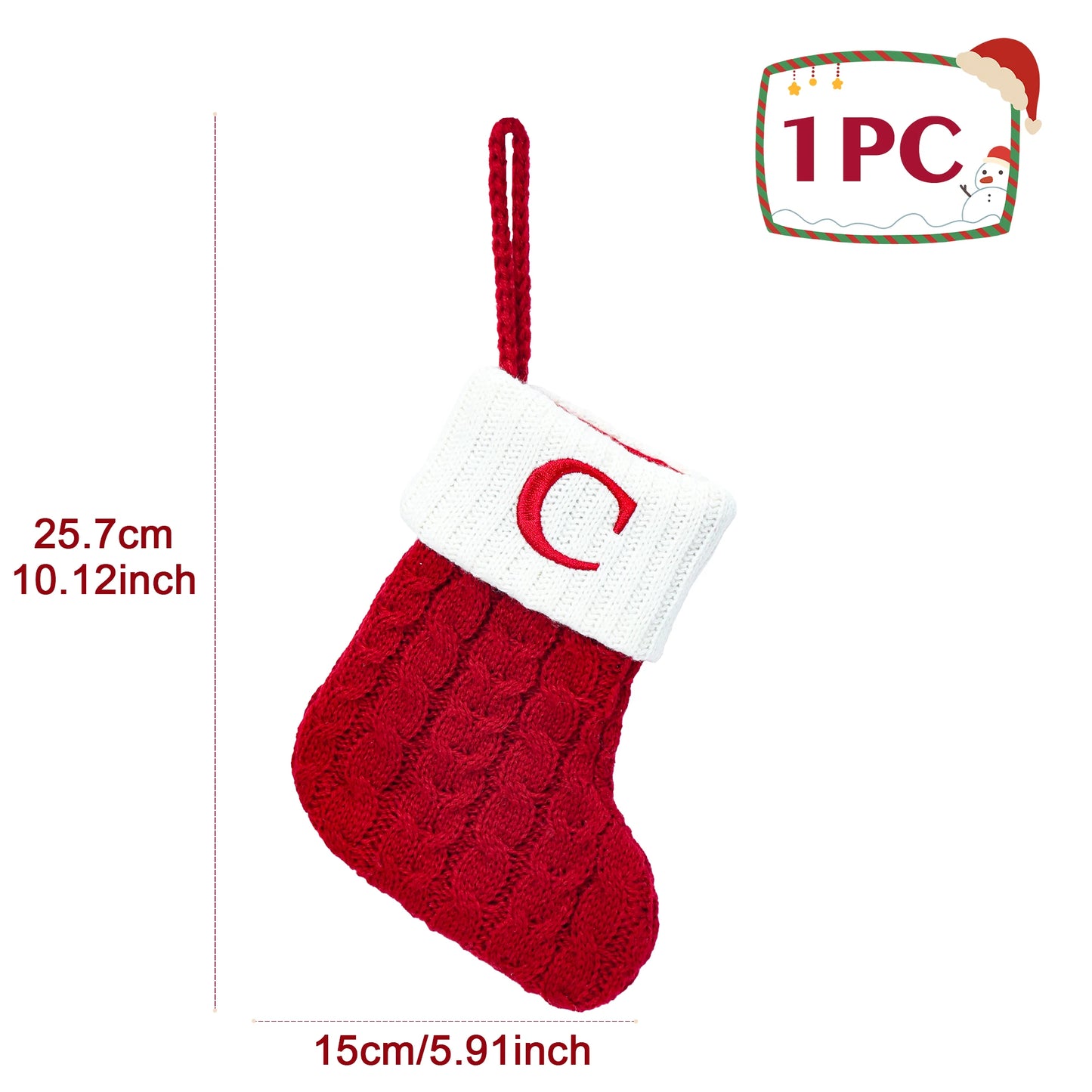 Chaussettes de Noël tricotées avec flocons de neige et lettres, décoration de Noël 2025 pour la maison, ornement pour sapin de Noël, cadeau pour Noël 2026