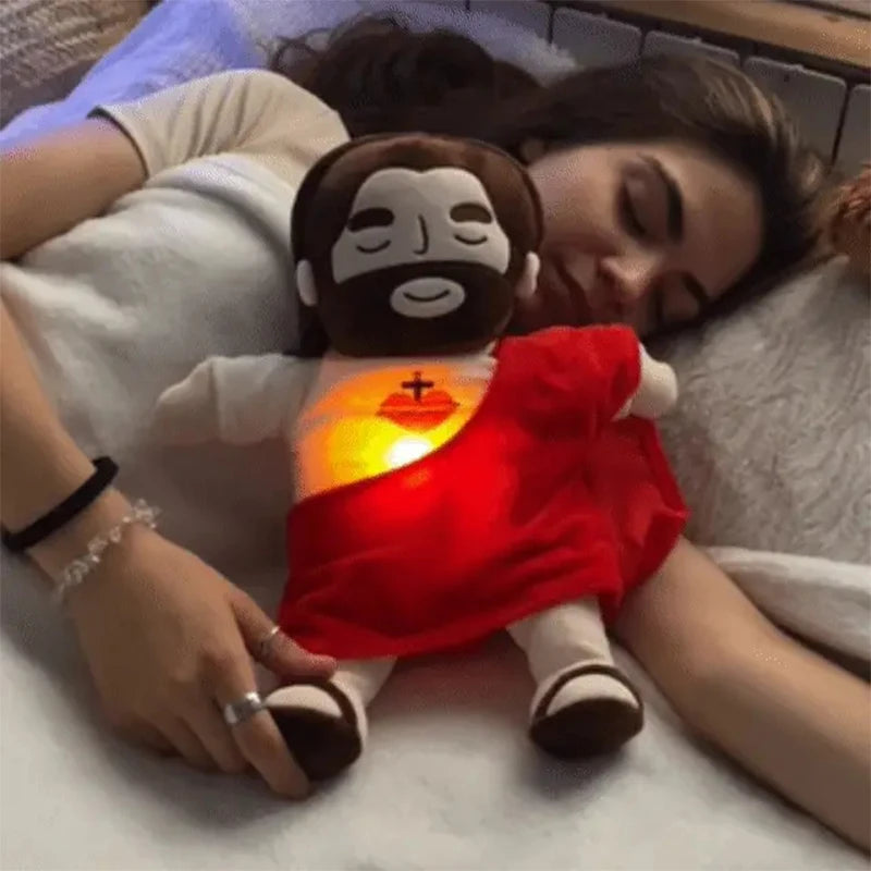 Soothing Breathing Jesus Plush Doll Ornaments Four-gear Adjustment Children Music Sleep Companion Christmas Toy Decoration Gifts