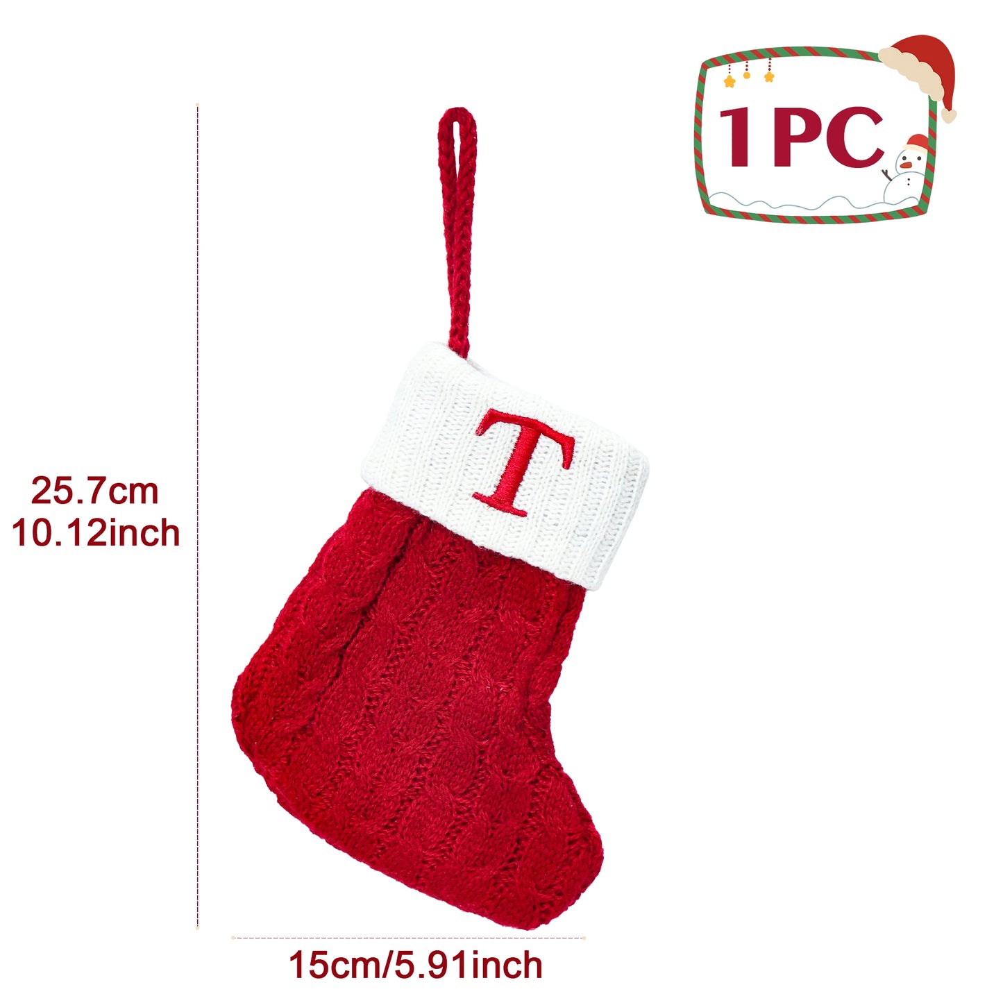 Chaussettes de Noël tricotées avec flocons de neige et lettres, décoration de Noël 2025 pour la maison, ornement pour sapin de Noël, cadeau pour Noël 2026