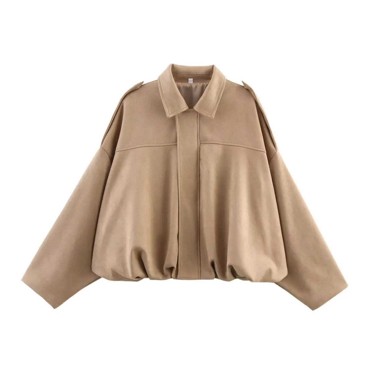 TFMLN Femmes Daim Bomber Veste Printemps Nouvelle Mode Manches Longues Fermeture Éclair Oversize Solide Bomber Manteau Chic Dame 2025 Streetwear