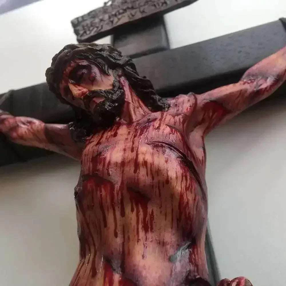 Statue de Jésus en résine, 20 cm, crucifix mural, décoration de maison, de chambre, d'église, décoration murale à suspendre pour fête