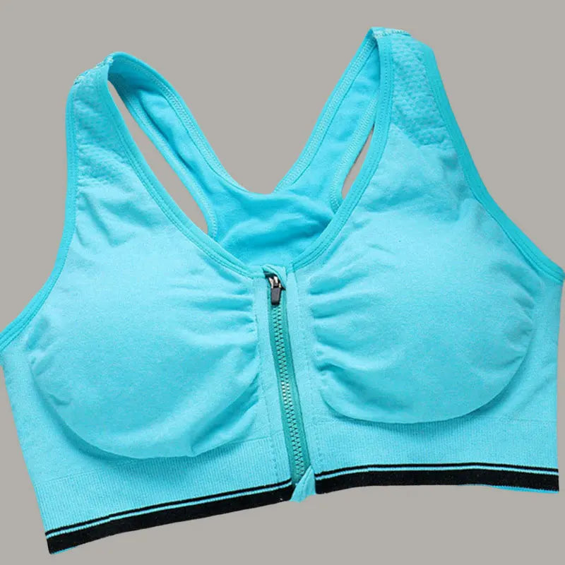Soutien-gorge de sport à fermeture éclair sur le devant, gilet de fitness, de course à pied, respirant, absorbant les chocs, pour femmes, soutien-gorge push-up, tailles S à 4XL
