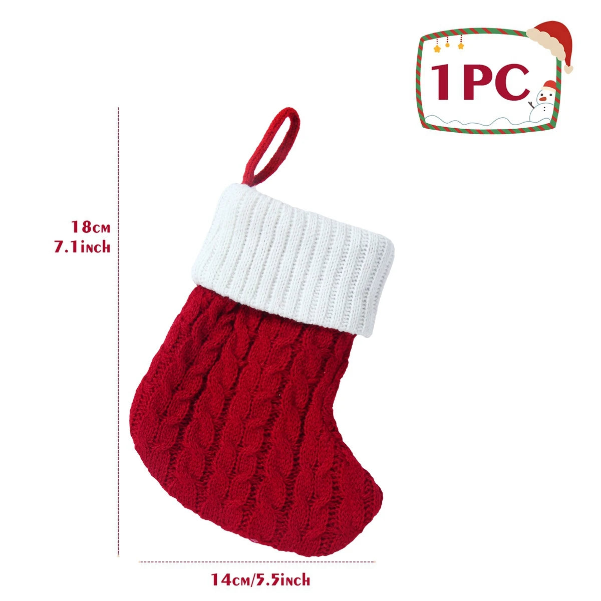 Chaussettes de Noël tricotées avec flocons de neige et lettres, décoration de Noël 2025 pour la maison, ornement pour sapin de Noël, cadeau pour Noël 2026