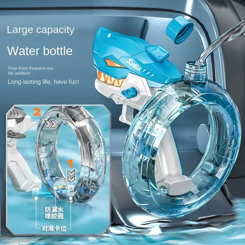 Jouet de jeu aquatique d'été, pistolet à eau à tir continu entièrement automatique, pistolet à eau électrique Shark, pistolet à eau de grande capacité