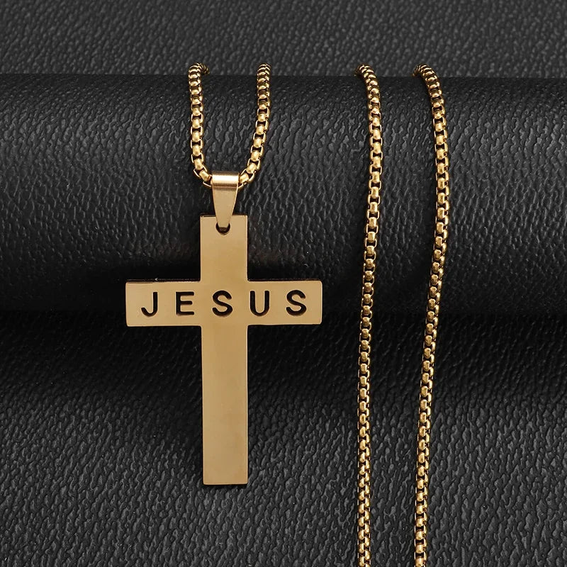 Collier pendentif croix de Saint Benoît Jésus pour hommes et femmes, amulette religieuse chrétienne catholique en acier inoxydable