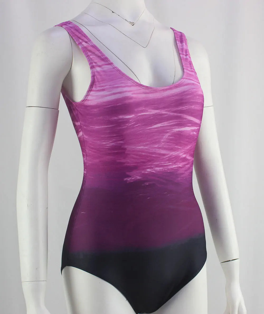 Maillot de bain une pièce dos nu sexy pour femme, imprimé dégradé, accessoires de natation, tailles S à 2XL